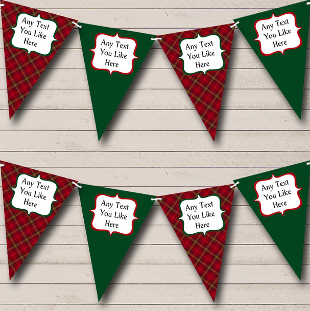 Red And Green Tartan Personalised Birthday Party Bunting