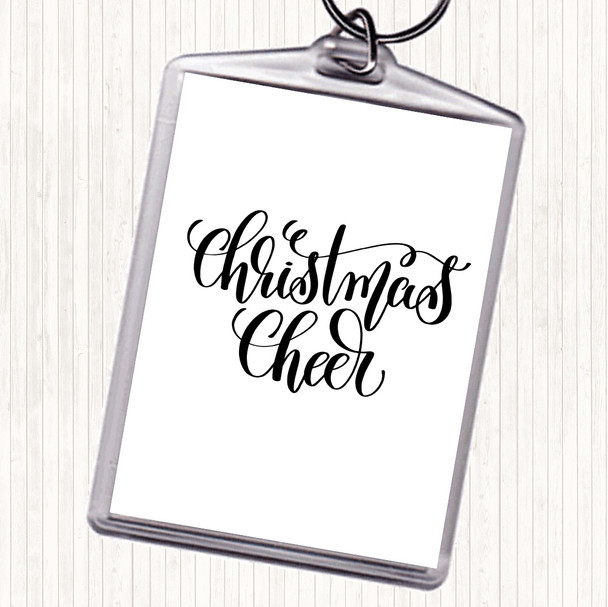 White Black Christmas Xmas Cheer Quote Bag Tag Keychain Keyring
