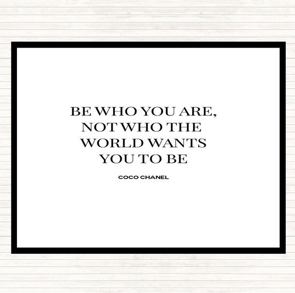 White Black Coco Chanel Be Who You Are Quote Mouse Mat Pad