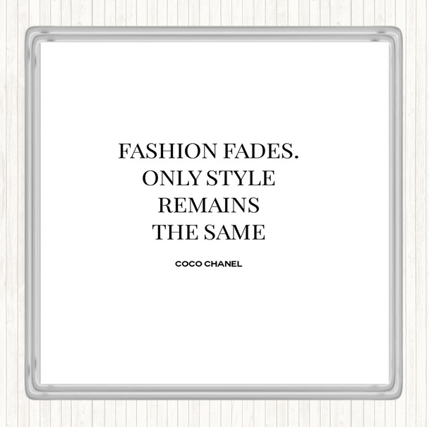 White Black Coco Chanel Fashion Fades Quote Drinks Mat Coaster