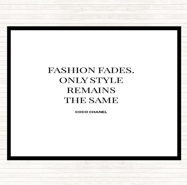 White Black Coco Chanel Fashion Fades Quote Mouse Mat Pad