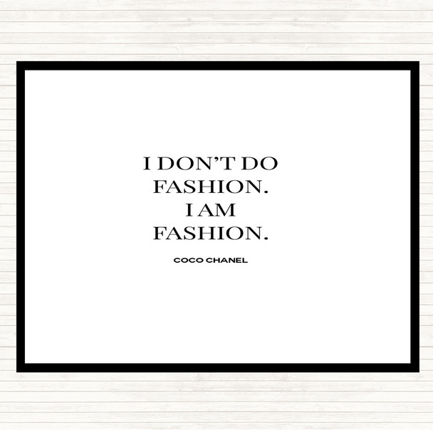White Black Coco Chanel I Am Fashion Quote Mouse Mat Pad