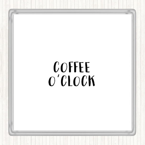 White Black Coffee O'clock Quote Drinks Mat Coaster