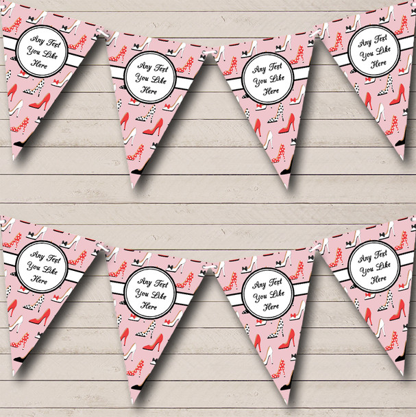 Pink And White Stiletto Shoes Personalised Birthday Party Bunting