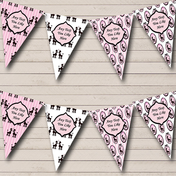 Paris Poodle Black Pink French Personalised Birthday Party Bunting