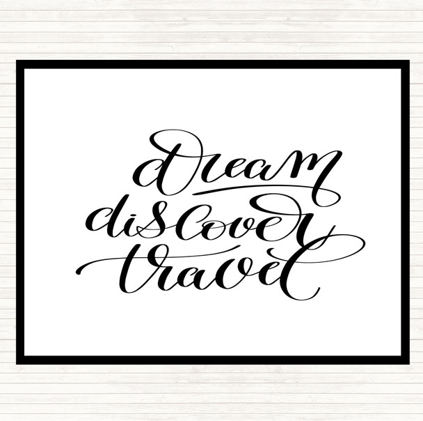 White Black Discover Travel Quote Mouse Mat Pad