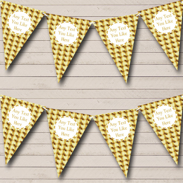 Golden Yellow Squares Retro Personalised Birthday Party Bunting