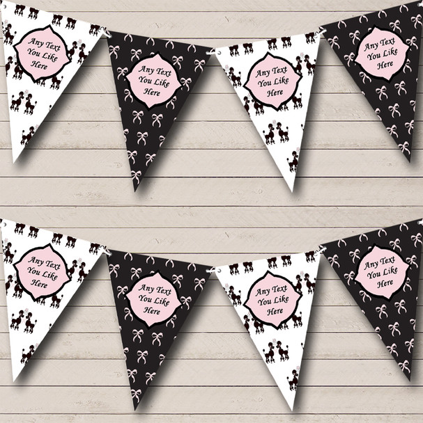French Paris Bows Poodle Black Pink Personalised Birthday Party Bunting