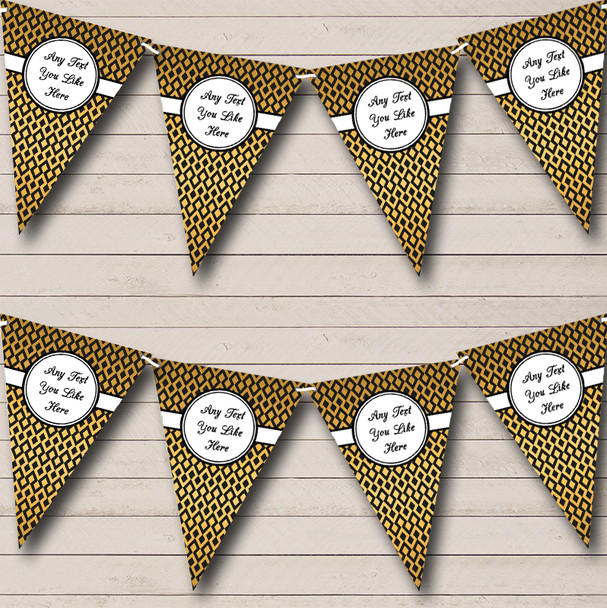 Diamond Pattern Black And Gold Personalised Birthday Party Bunting