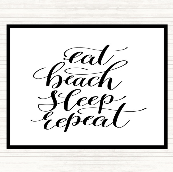 White Black Eat Beach Repeat Quote Mouse Mat Pad