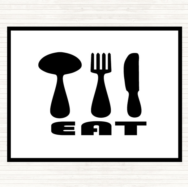 White Black Eat Quote Mouse Mat Pad