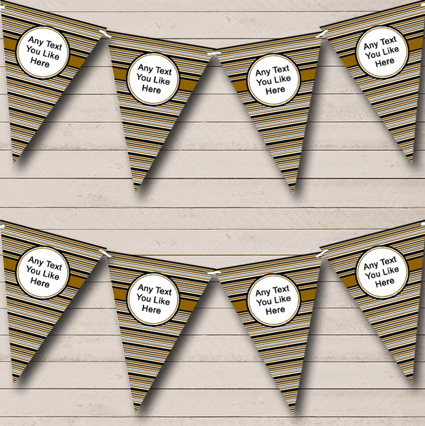 Brown White And Black Stripes Personalised Birthday Party Bunting