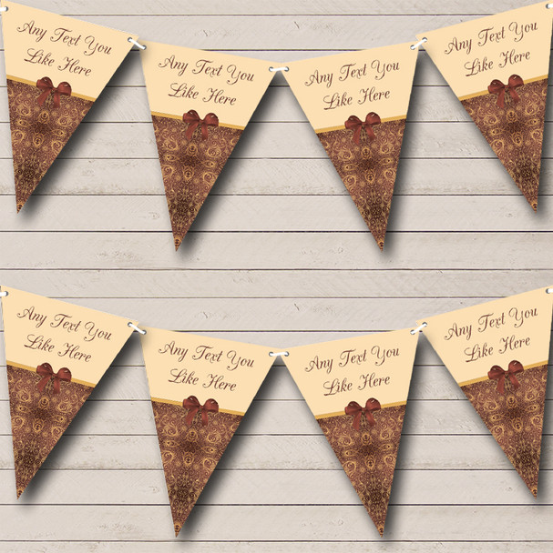 Brown Gold Vintage Shabby Chic Personalised Birthday Party Bunting