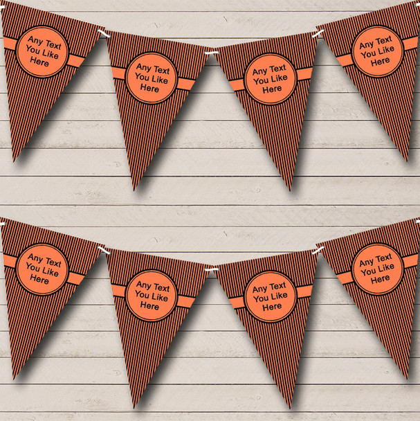 Bright Coral And Black Stripes Personalised Birthday Party Bunting