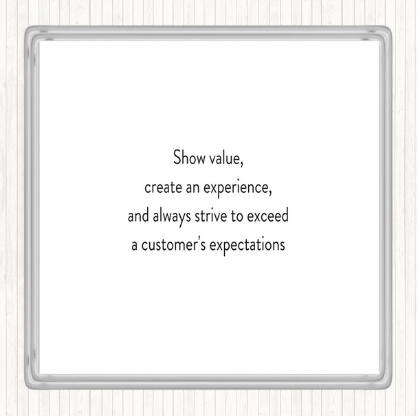 White Black Exceed Customers Expectations Quote Drinks Mat Coaster