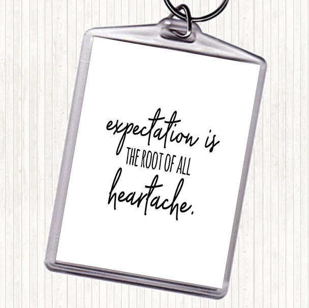 White Black Expectation Quote Bag Tag Keychain Keyring