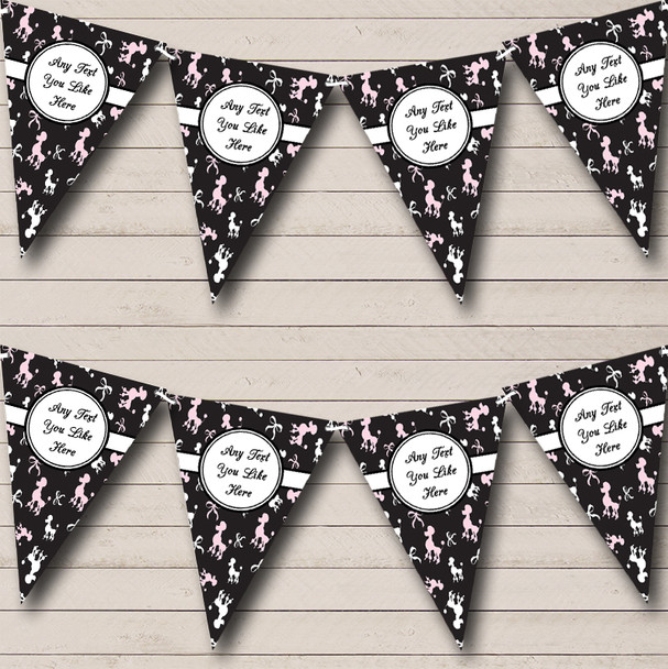 Black And Pink Paris Poodles Personalised Birthday Party Bunting