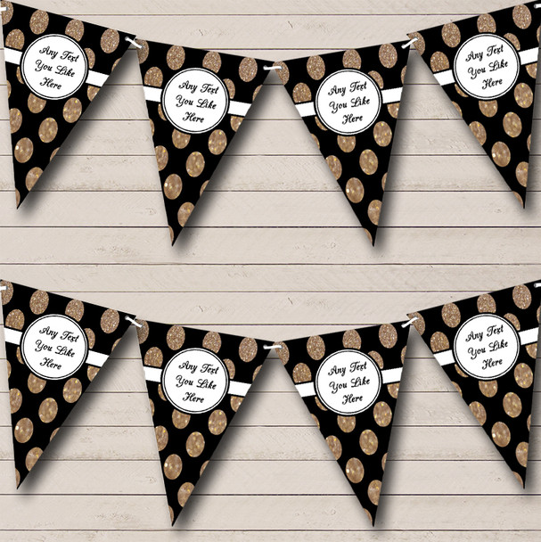 Black And Glitter Gold Spots Personalised Birthday Party Bunting