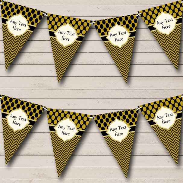 Black And Dark Gold Spots Elegant Personalised Birthday Party Bunting