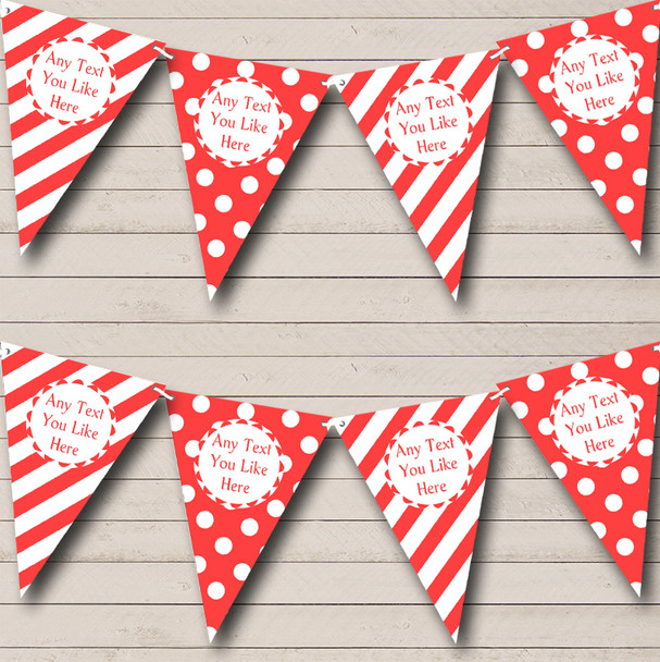 Big Spots And Stripes Red Personalised Birthday Party Bunting