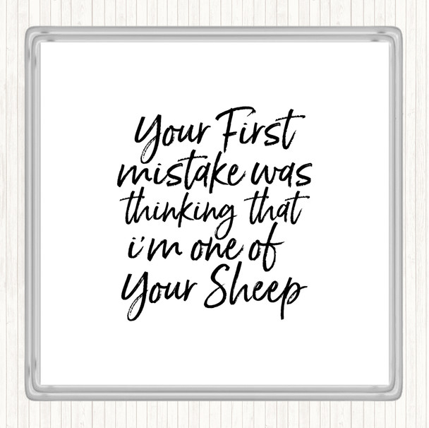 White Black First Mistake Quote Drinks Mat Coaster