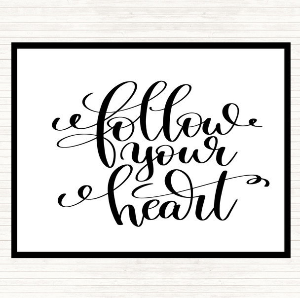 White Black Follow Heart] Quote Mouse Mat Pad