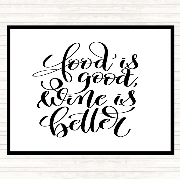 White Black Food Good Wine Better Quote Dinner Table Placemat