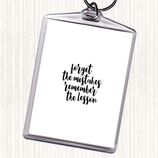 White Black Forget Mistakes Quote Bag Tag Keychain Keyring