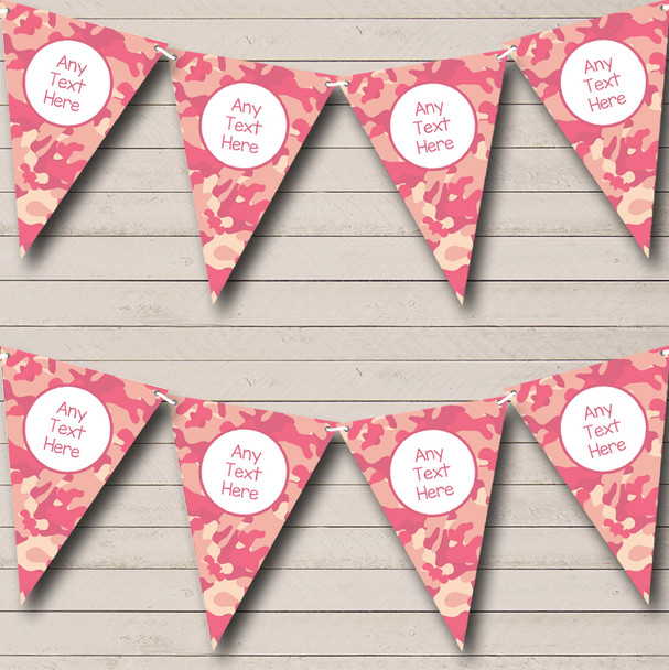 Pink Peach Camouflage Personalised Carnival Fete Street Party Bunting