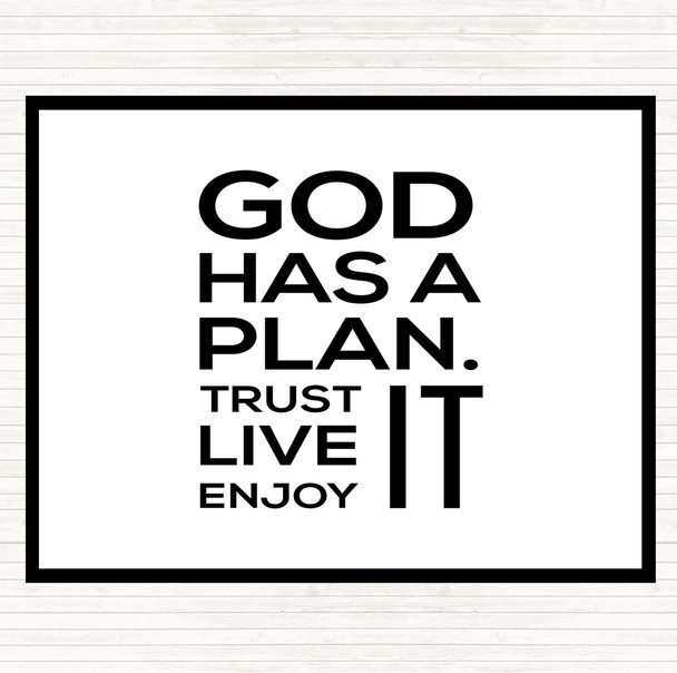 White Black God Has A Plan Quote Dinner Table Placemat