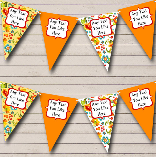 Orange And Yellow Floral Personalised Carnival Fete Street Party Bunting