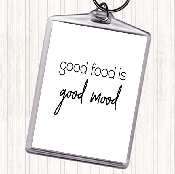 White Black Good Food Quote Bag Tag Keychain Keyring