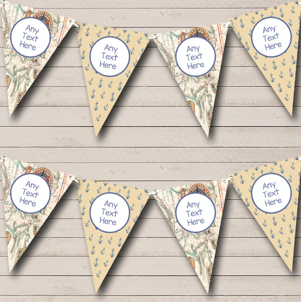 Nautical Sailing Sea Map Anchor Personalised Carnival Fete Street Party Bunting