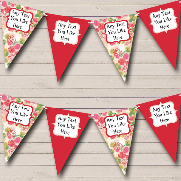 Hot Pink Green Floral Personalised Carnival Fete Street Party Bunting