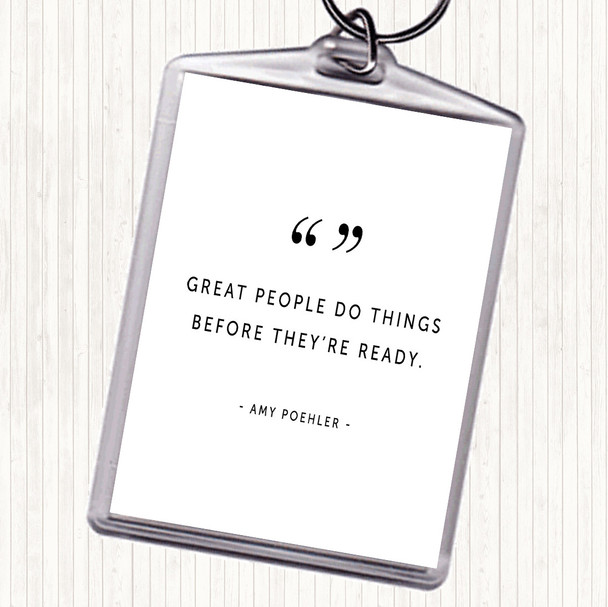 White Black Great People Quote Bag Tag Keychain Keyring