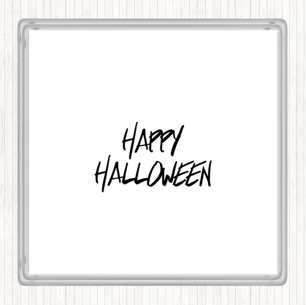 White Black Halloween Quote Drinks Mat Coaster