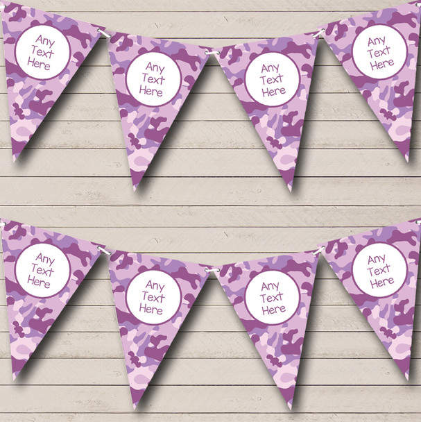 Purple Camouflage Personalised Children's Birthday Party Bunting