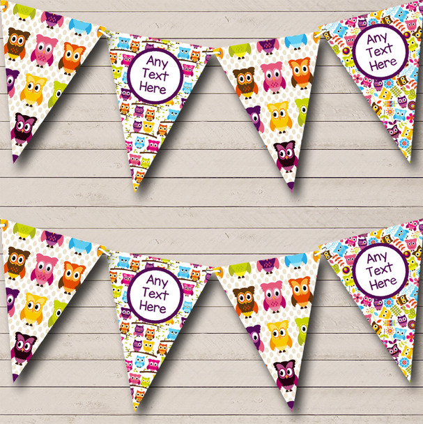 Pretty Owl Pattern Personalised Children's Birthday Party Bunting