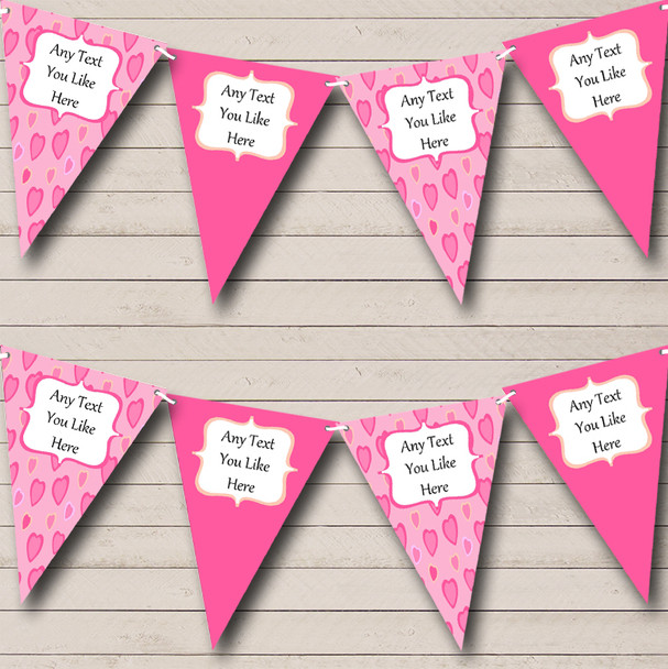 Love Hearts Pink Personalised Children's Birthday Party Bunting