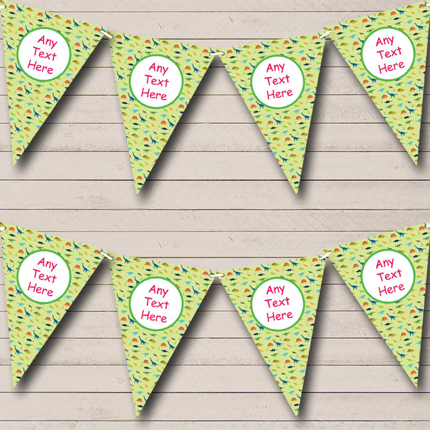 Green Dinosaurs Personalised Children's Birthday Party Bunting