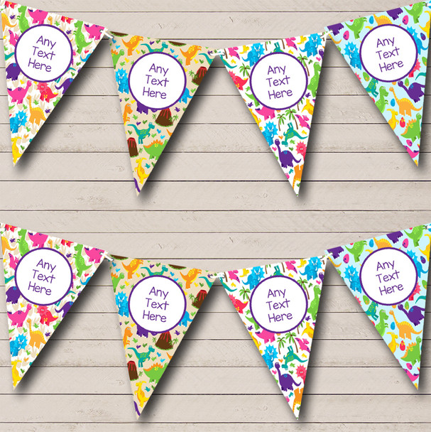 Colourful Dinosaurs Personalised Children's Birthday Party Bunting