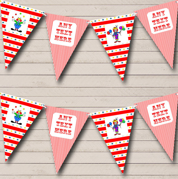 Circus Clowns Birthday Personalised Children's Birthday Party Bunting