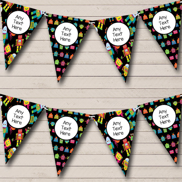 Black Robots Personalised Children's Birthday Party Bunting