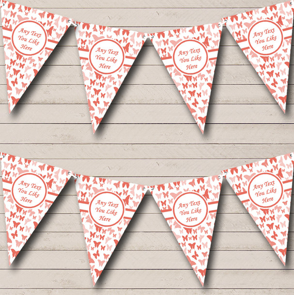 Beautiful Coral Butterfly Personalised Children's Birthday Party Bunting