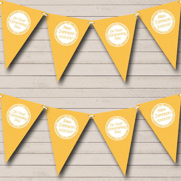 Polkadot Orange Personalised Christening Baptism Bunting