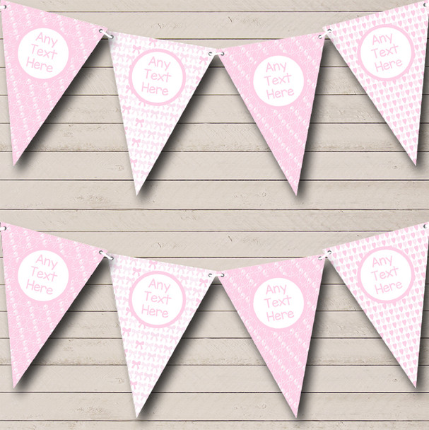 Pink Nappy Pins Bows Girl Pretty Personalised Christening Baptism Bunting