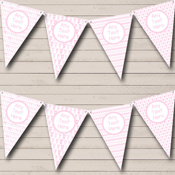 Pink Bows And Stork Girl Pretty Personalised Christening Baptism Bunting