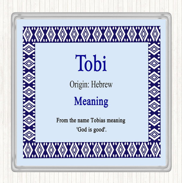 Tobi Name Meaning Drinks Mat Coaster Blue