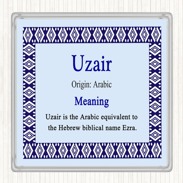 Uzair Name Meaning Drinks Mat Coaster Blue