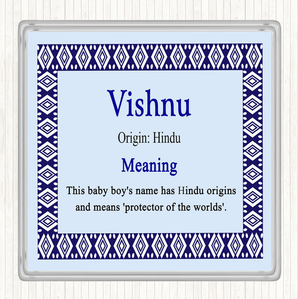 Vishnu Name Meaning Drinks Mat Coaster Blue